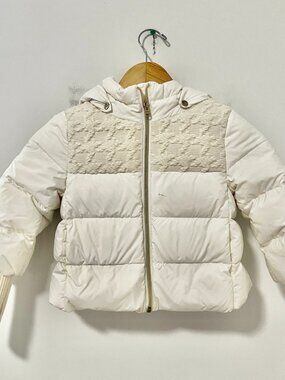 Herno Girl's White Embroidered Puffer Coat